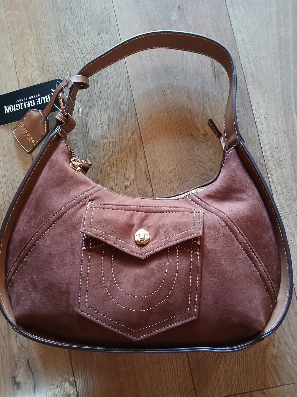 True Religion Brown Suede Shoulder Bag